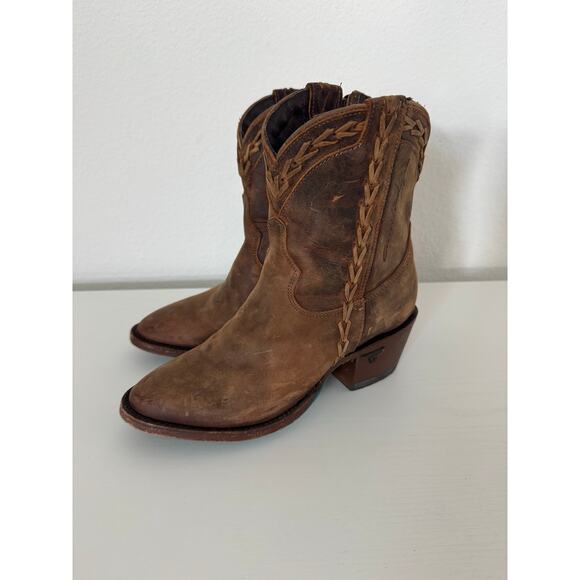 Lane Womens Plain Jane Ankle Western Boots Brown Leather Size 6 - Picture 1 of 8